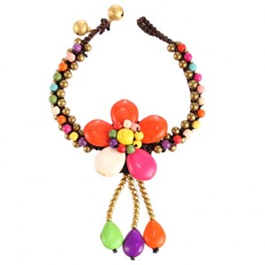 Bracelet tibetain - fleur multicolore