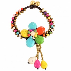 Bracelet tibetain - fleur multicolore