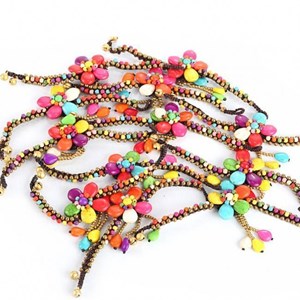 Bracelet tibetain - fleur multicolore
