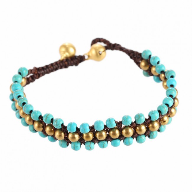 Bracelet tibetain - teinte turquoise