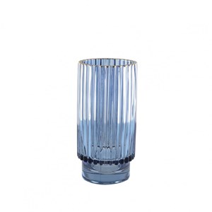 Vase bleu fonce bord doré h.20cm