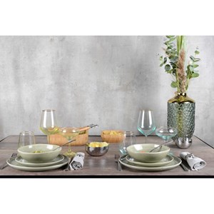 Vase vert avec bord doré 16 x 29 cm