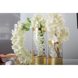 Vase transparent et doré h20cm