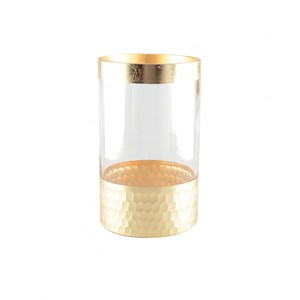 Vase transparent et doré h20cm