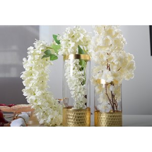 Vase transparent et doré h20cm