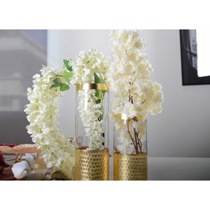 Vase transparent et doré h30cm