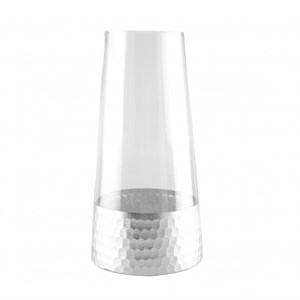 Vase conique transparent et argent h28cm
