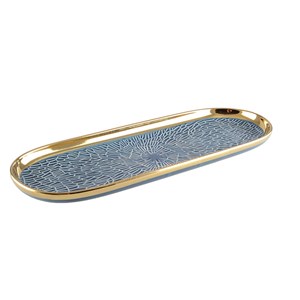 Plateau bleu et doré