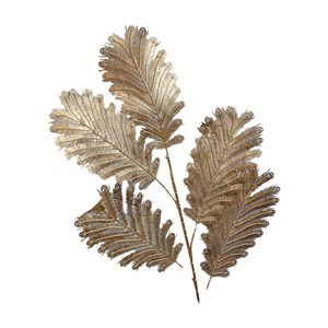 Fleur décorative feuilles fougères dorées h90cm