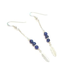 Boucles d oreilles plumes lapis-lazul