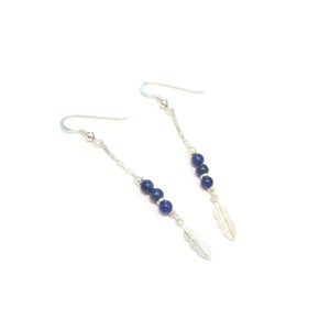 Boucles d oreilles plumes lapis-lazul