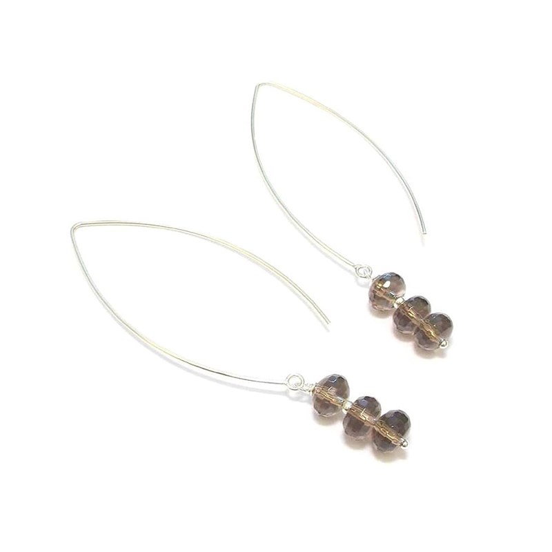 Andrea Chereau - Boucles d’oreilles quartz fumé argent