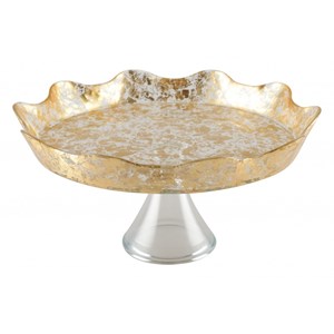 Plat à gâteaux sur pied dentelle dorée