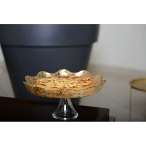Plat à gâteaux sur pied dentelle dorée