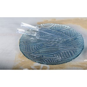 Plat rond poisson bleu clair 32.5cm