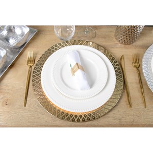 Assiette plate perles 27cm - lot de 6