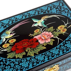 Boite à bijoux laquée - teinte bleue