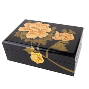 Coffret a bijoux laque - pivoine dorée