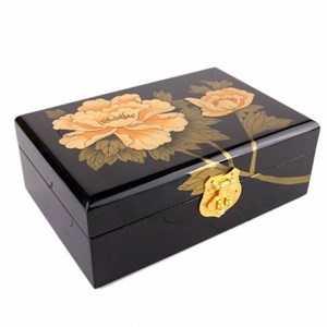 Coffret a bijoux laque - pivoine dorée