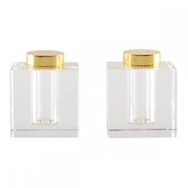 Salière et poivrière dorée carrée