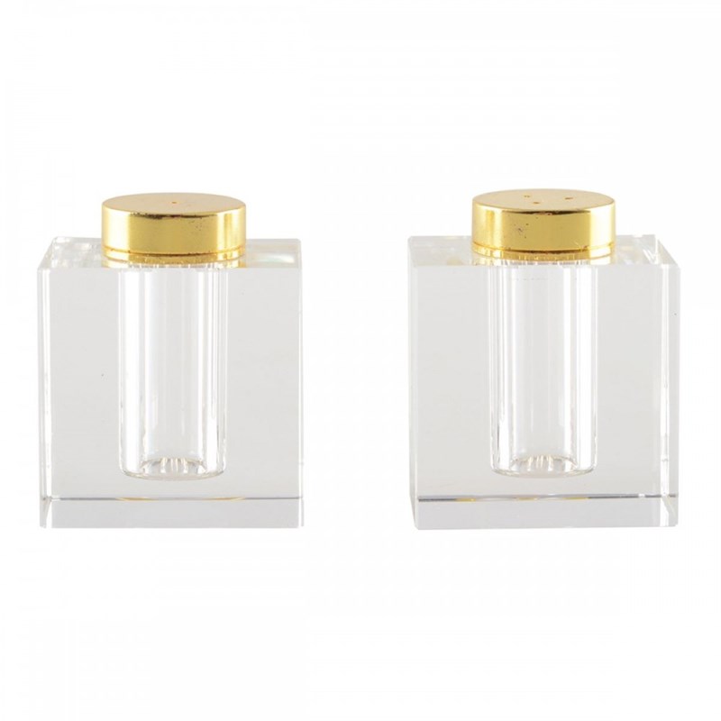 Salière et poivrière dorée carrée