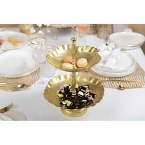 Serviteur 2 étages dore mat