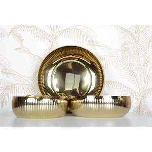 Coupe à fruits dorée à motif côtelé 36cm