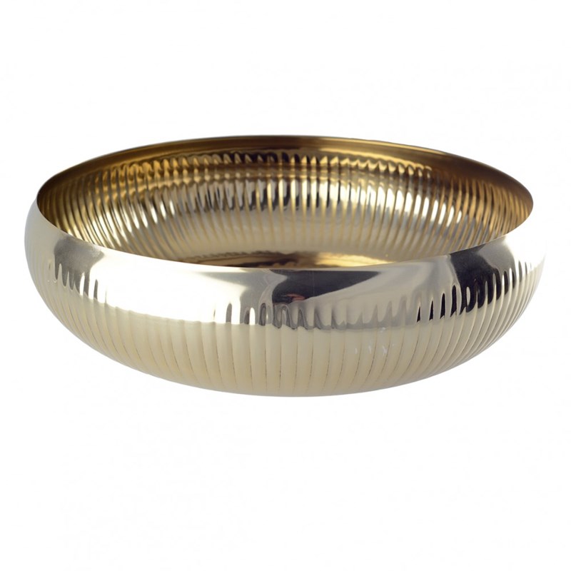 Coupe à fruits dorée à motif côtelé 36cm