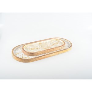 Plateaux abstraits ovales - lot de 2