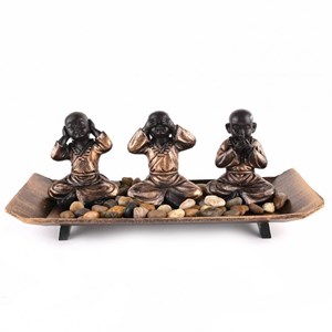 3 bonzes zen sur plateau