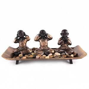 3 bonzes zen sur plateau