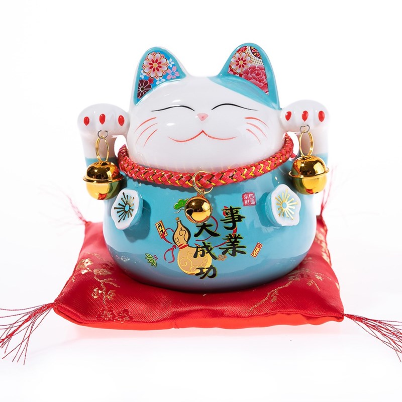 Lot De 5 Maneki Neko – Chats Porte-bonheur – 5 Cm – 5 Coloris – Figurines Intérieur