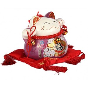 Maneki neko japonais mauve