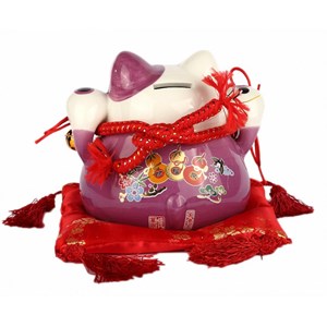 Maneki neko japonais mauve