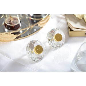 M.salière et poivrière cristal 7 cm doré