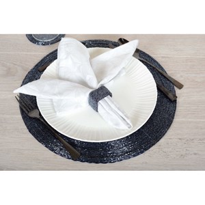 Dessous d'assiette perle bleu fonce - lot de 6