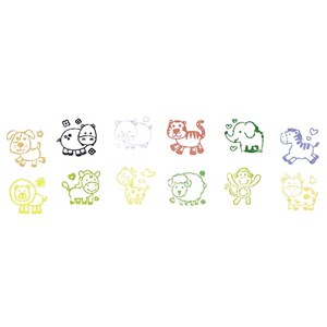 Set de 12 tampons encreurs animaux