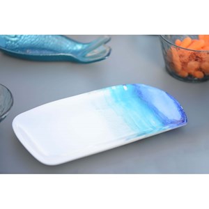 Plat à cake rectangulaire océan 28x14cm