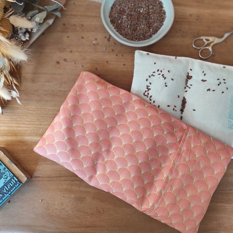 Bouillotte sèche kintsugi corail