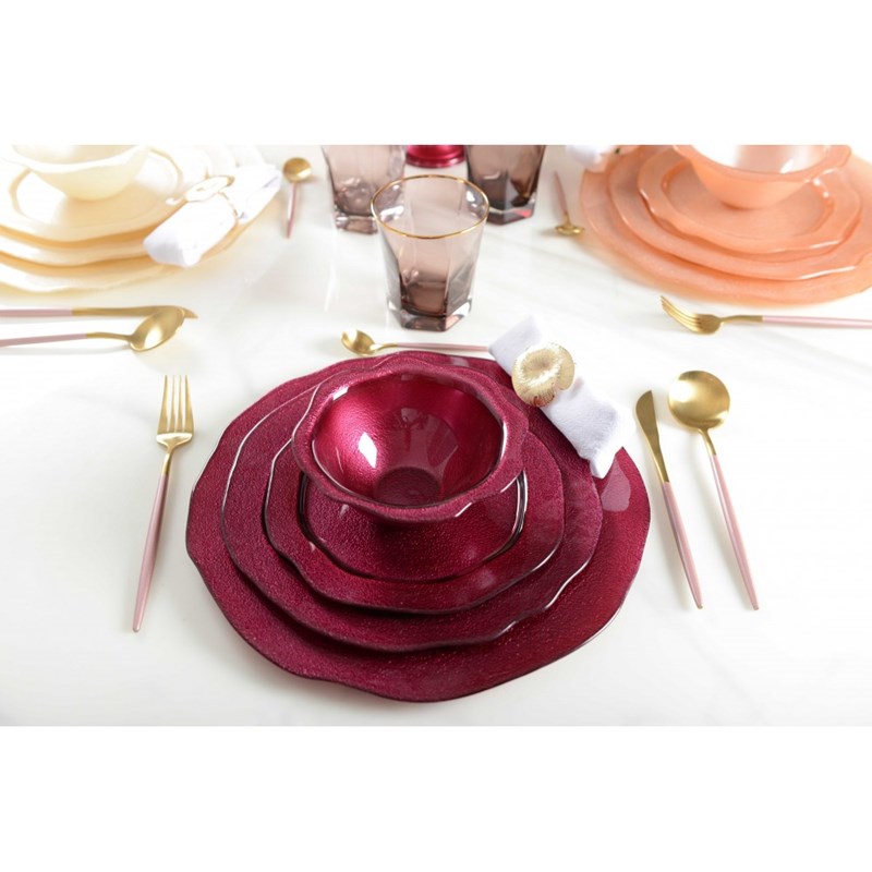 Assiette plate fuchsia - lot de 6