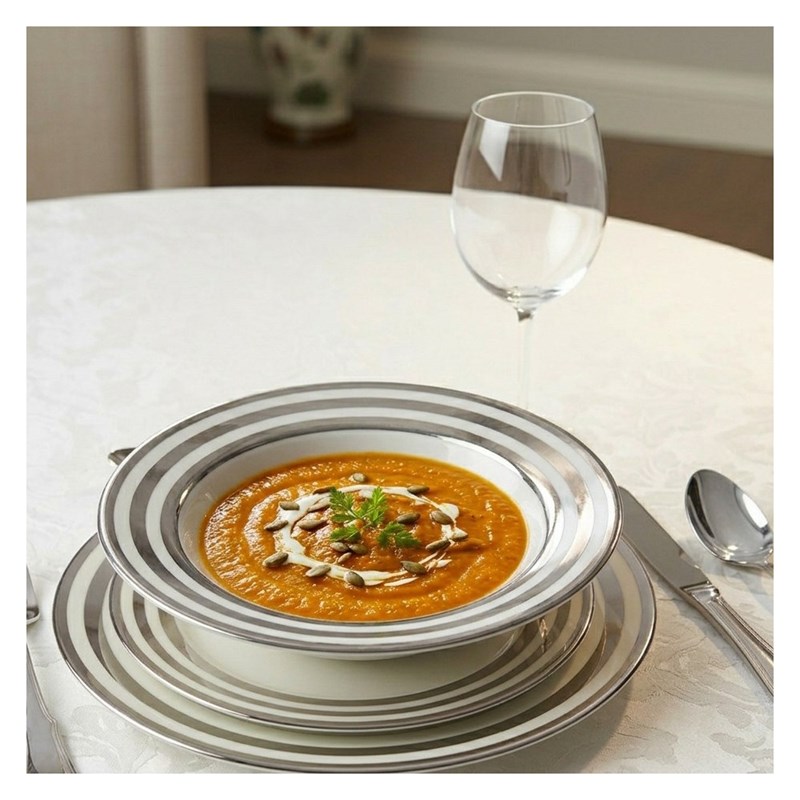 Assiette creuse triple filet argent 23cm - lot de 6