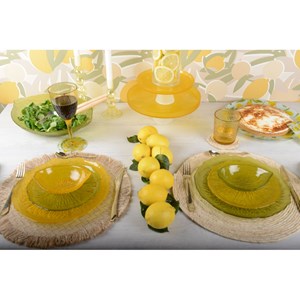 Assiette plate verte 28cm - citron - lot de 6