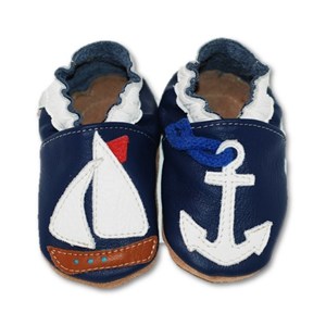Chaussons cuir souple petit bateau