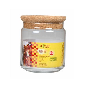 Bocal en verre - couvercle liège - 0.5l