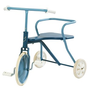 Tricycle en métal bleu océan