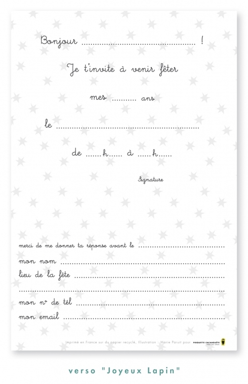 Cartes D Invitation Lapin Lot De 8 Nature Decouvertes