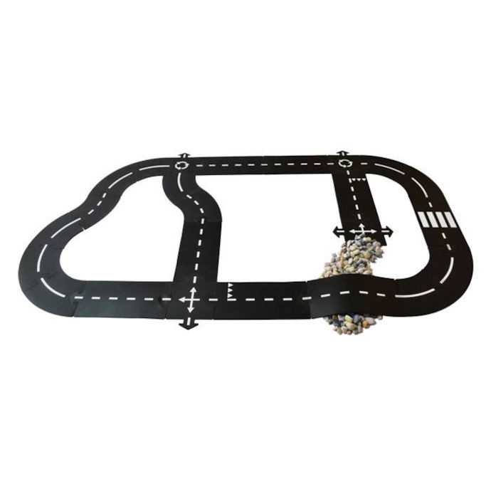 Kosmoflux Circuit Voiture Enfant Roulable 4M Piste Flexible avec 4 Voitures + Sac de Rangement, Jouet de Piste de Course Portable pour sauts Boucles pour Voiture 1/64ème Dès 3 Ans, Bleu