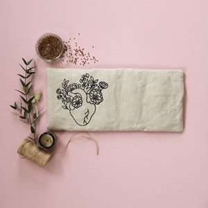 Grande bouillotte lin cœur