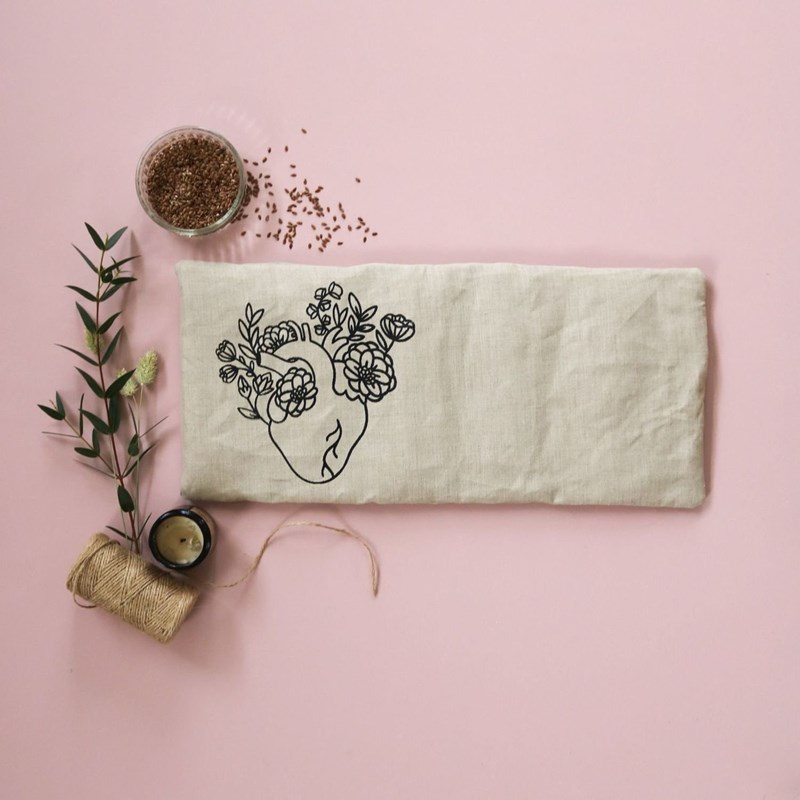 Grande bouillotte lin cœur