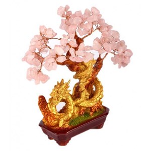 Arbre dragon en quartz rose